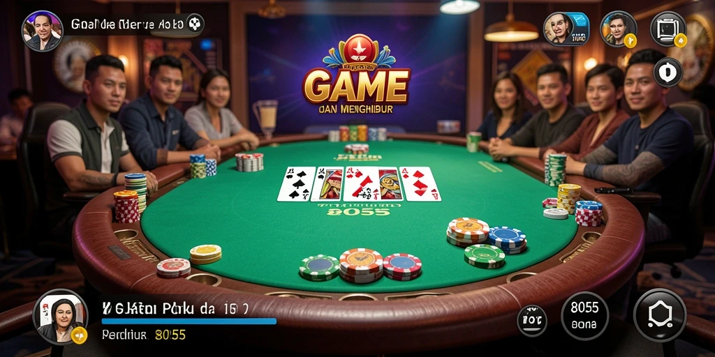 Tampilan gameplay Poker seru dan kompetitif di 8055.