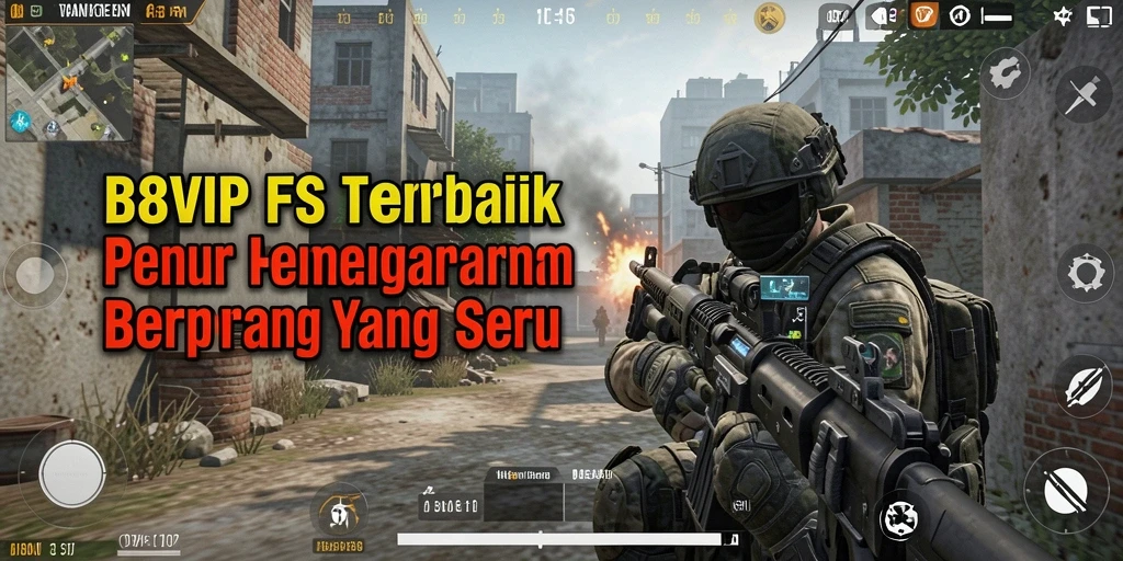 Tampilan grafis memukau dengan aksi pertempuran FPS yang seru.