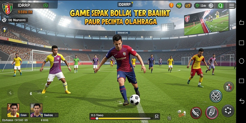 Tampilan gameplay IDRRP yang menakjubkan dengan suasana pertandingan sepak bola.