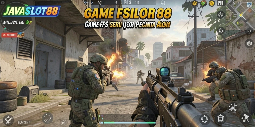 Screenshot gameplay JAVASLOT88 yang menampilkan aksi tembak-menembak seru.