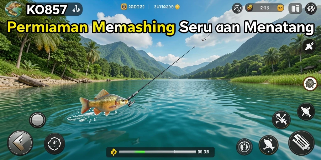 Tampilan gameplay KO857 yang menakjubkan saat memancing di laut.