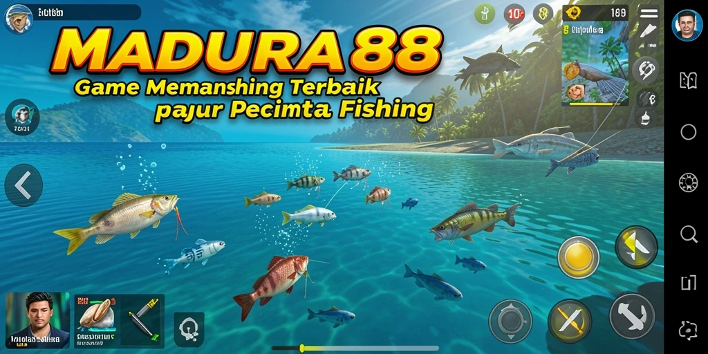 Tangkapan ikan besar di MADURA88 dengan latar belakang indah.