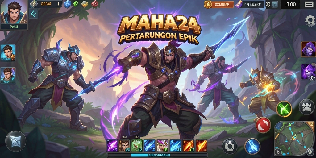 Tangkapan layar gameplay epik dari MAHA24 yang menunjukkan pertempuran tim.