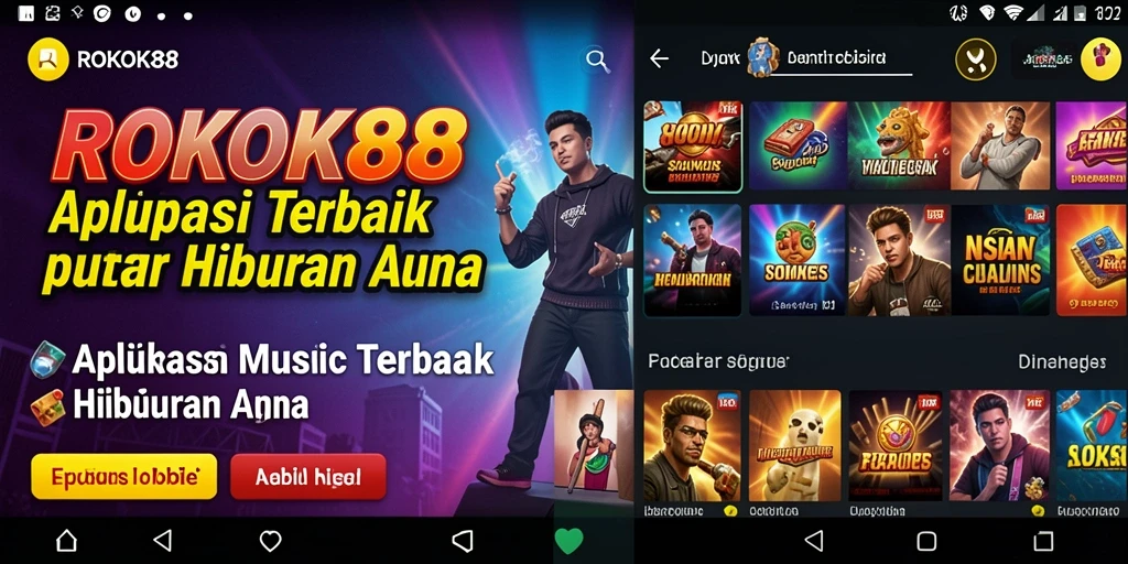 Tampilan gameplay ROKOK88 dengan berbagai pilihan lagu.