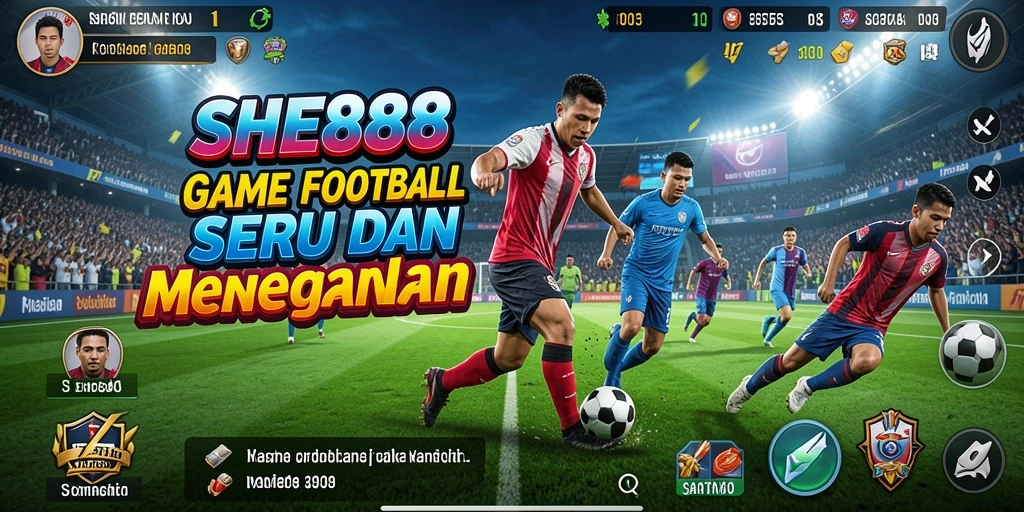 Tampilan gameplay menarik dari SHE888, menampilkan aksi sepak bola yang seru.