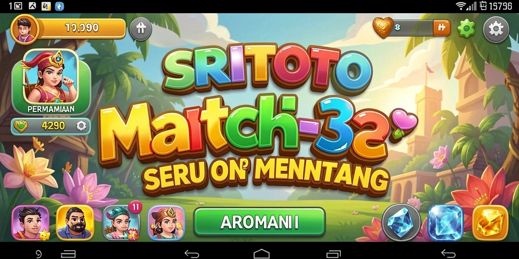 Tampilan gameplay SRITOTO dengan elemen match-3 yang menarik.